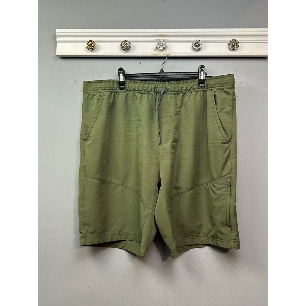 Gerry‎ Mens XXL Olive Green Active Hiking Shorts Elastic Waist Zipper Pockets